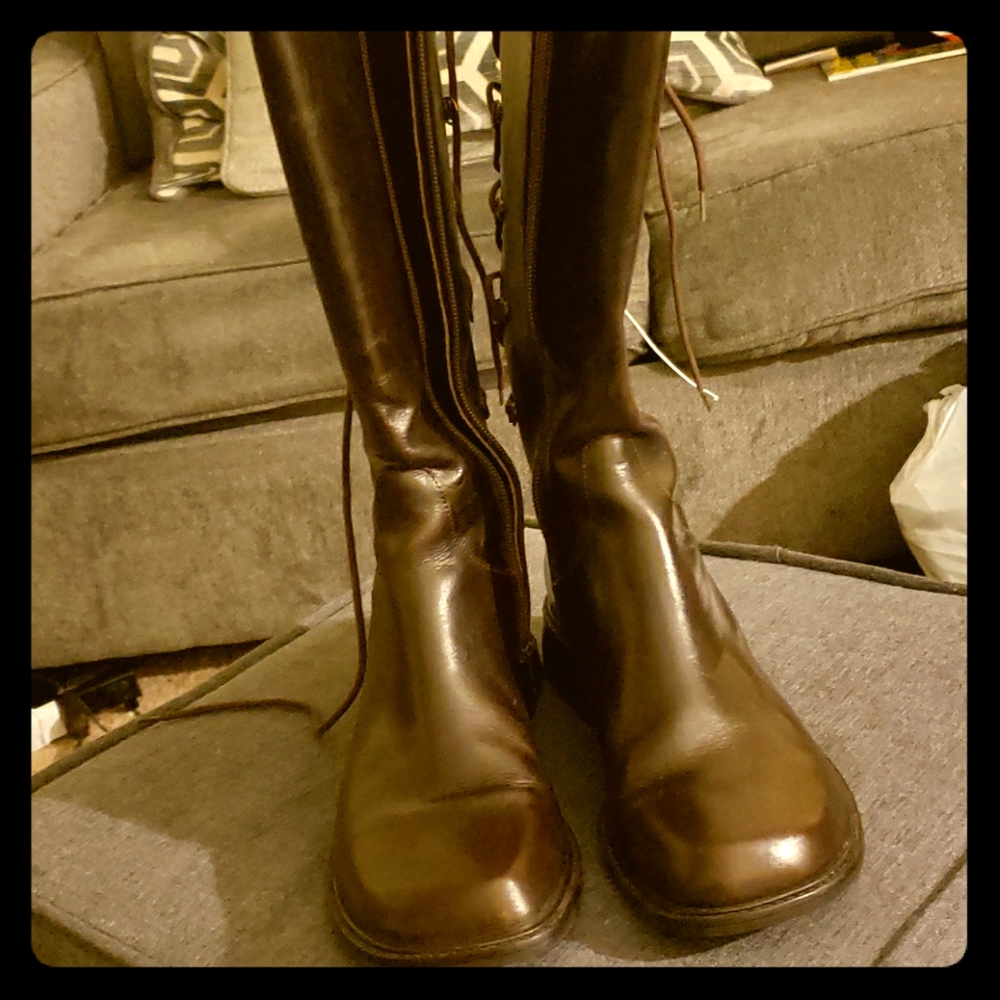 Brown Leather boots made in Brazil